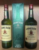 Three bottles of Jamesons whiskey, two 700ml and one litre bottle