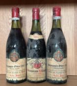 Two bottle of Borgogne Gibry 1962 and a bottle of 1964 Beaujolais Village