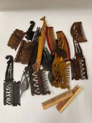 A collection of Indian wooden combs