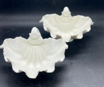 A pair of clam shell dishes by Royal Worcester
