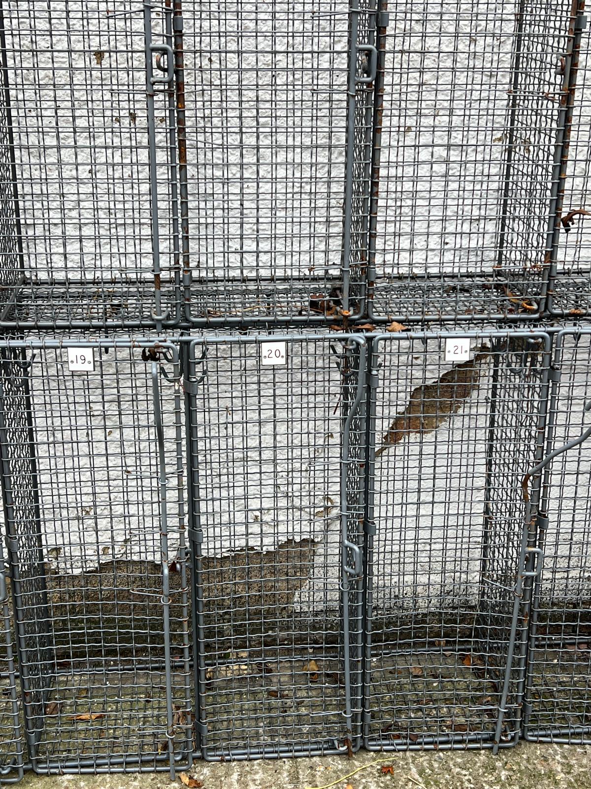 Two vintage numbered metal industrial school lockers, two units of five lockers (H80cm W150cm - Image 2 of 2