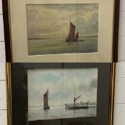 Two water colours of sailing boats by Alan Whitehead ( 53cm x 43cm and 49cm x 41cm)