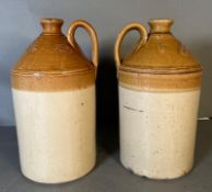 Two vintage stoneware flagons by Lambeth Doulton inscribed Neville Reid and co of Windsor