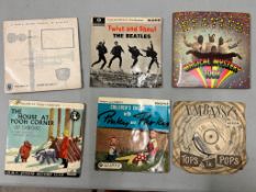 Six vinyl records including Magical Mystery tour, Beatles