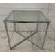 A glass topped side table on chrome X frame base (H45cm W50cm D50cm) - Image 1 of 3