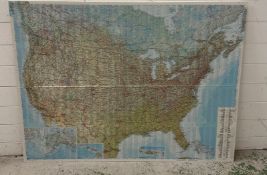 A large hard backed wall hanging map of the United States