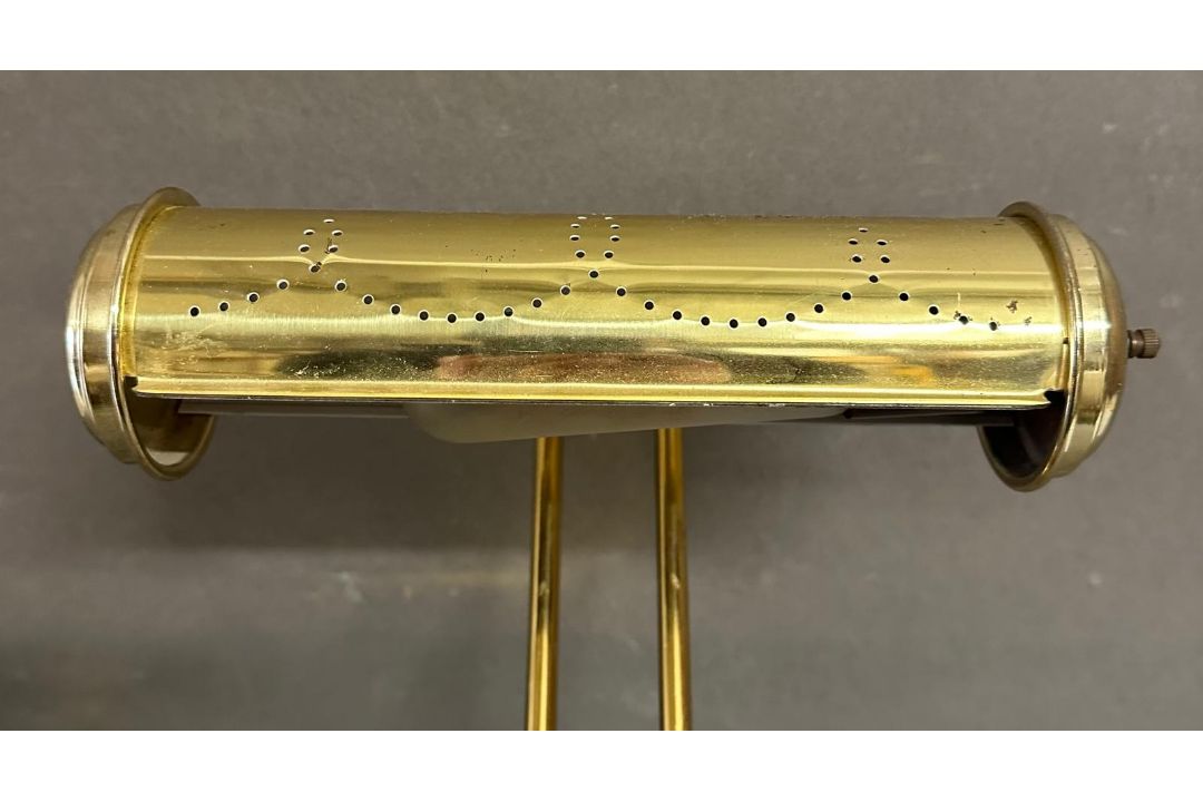 A brass bankers lamp with pierced shade - Image 2 of 3