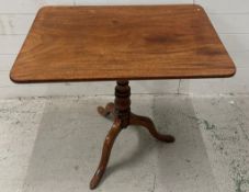 A rectangular occasional table on tripod legs with turned centre column (W75cm D51.5cm H71cm)