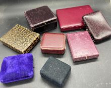 A selection of vintage leather and velvet jewellery boxes