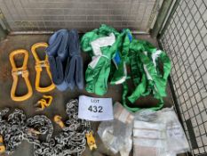 1X STILLAGE OF LIFTING STRAPS CHAINS ETC.