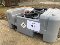 NEW UNUSED 220 litre DEMOUNTABLE REFUELLING TANK C/W 12 VOLT, PUMP, HOSE, AND GUN