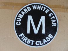 Titanic Cunard White Star First Class Hand Painted Cast Iron Wall Plaque 25cms Dia