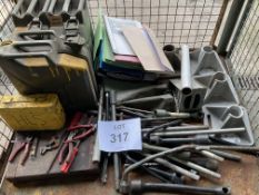 1X STILLAGE TOOLS DIESEL CANS, VEH DOCS, BASES, ETC