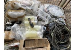 1x STILLAGE OF ELECTRICAL CABLE, STRAPS, POWER SUPPLIES, ETC