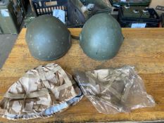 2 x British Army Combat Helmet c/w Unissued Desert Covers