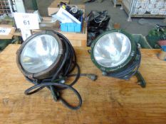 2 x FV159907 Vehicle Search Light c/w Leads, Bracket etc