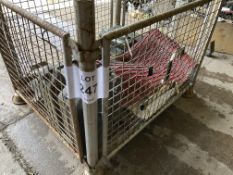 1X STILLAGE JERRY CANS, TOOLS, AXES, PENTHOUSE LIGHTS, D SHACKLES, ETC