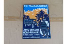 Very Nice Cast Iron Hand Painted Michelin North Africa Rally Sign, Size 24 x 34 cms