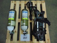 Drager PSS 7000 Self Contained Breathing Apparatus w/ 2 x Drager 300 Bar Air Cylinders