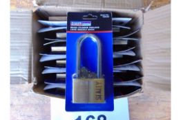 12 x New Sealey Padlock w/ Brass Cylinder - Long Shackle 60mm - in Original Packaging