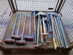 1 x Stillage British Army Axes, Sledge Hammers, T handle Shovels, Picks and helves (20 items)