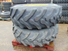2 x Supreme 16.9 - 28 IND R4 Storm Tyres on JCD 3CX 5 Stud Rims - Unused