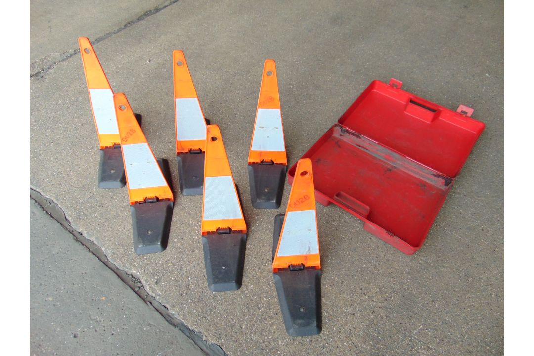Set of 6 Fold-Down Warning Cones w/ Case - Image 1 of 6