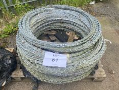 MOD stock Pallet of galvanised razor wire. 1m concertina coils stretches to approx. 40 m