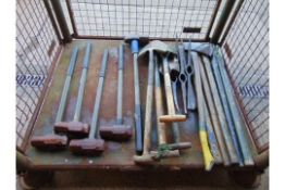 1 x Stillage British Army Axes, Sledge Hammers, T handle Shovels, Picks and helves (20 items)