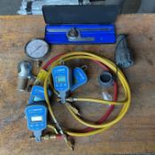 6 X DIGITAL VACUUM GAUGES, MICROMETER & PRESSURE GUAGE.