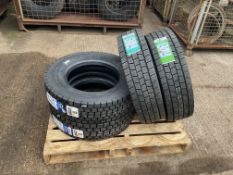4 X 215/75/7.5 TYRES, UNUSED , 2 X LINGLONG 2020, 2 X REGIONAL 2022