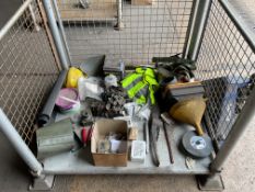 1 x Stillage of various bulbs, funnels, spade, battery...etc.
