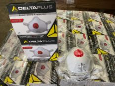APPROX 1400 OF UNUSED DELTA PLUS FFP3 HIGH QUALITY DUST RESPIRATOR MASKS CE MARKED WITH VALVE