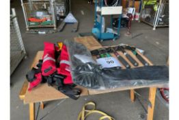 2 x Crew Saver Crewfit 275 N Life Jackets, 6 x Firefighters Aircraft Axe & 4x Pairs Chemical Gloves