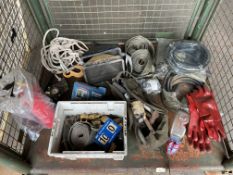 1 x Stillage of Jet washer hoses, straps, Funnels, various tool etc.