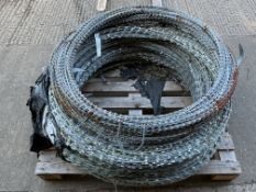 1 x pallet of 12 coils of security razor wire. 1m coils x 30m concertina length approx..