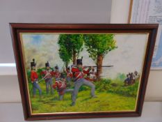 OIL PAINTING 51st (2nd Yorkshire, West Riding), Light Infantry at Waterloo, June 1815. Brian Palmer