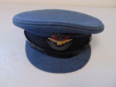 Original RAF Moss Bros Officer Service Hat with Badge attributed to Squadron Leader AK Grayson RAF