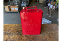 Shell Hand Painted unused 1 Gall Fuel/Oil Can with Brass Cap