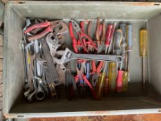 1 x Box of various Tools, Plyers, screwdrivers, Adjustable spanners & spanners. Approx. 10 of Each.