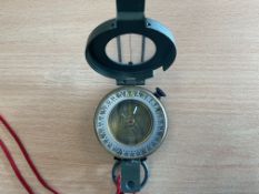 Stanley London Brass British Army Compass in Mils c/w Lanyard