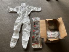1 x Box of 25 New Unissued White Disposable protective Chemical Coveralls. From Mod