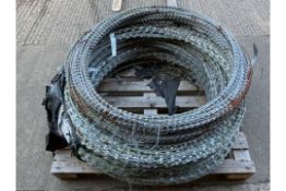 1 x pallet of 12 coils of security razor wire. 1m coils x 30m concertina length approx..