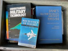 Selection of military books Inc Janes Aircraft etc 1 crate