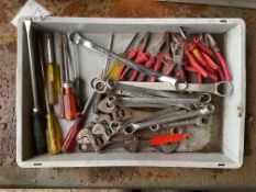 1 x Box of various Tools, Plyers, screwdrivers, Adjustable spanners & spanners. Approx. 10 of Each.