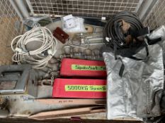 1 x Stillage Cookers, Ext Leads Lifting Strops, Tyre Inflators, D Shackles etc