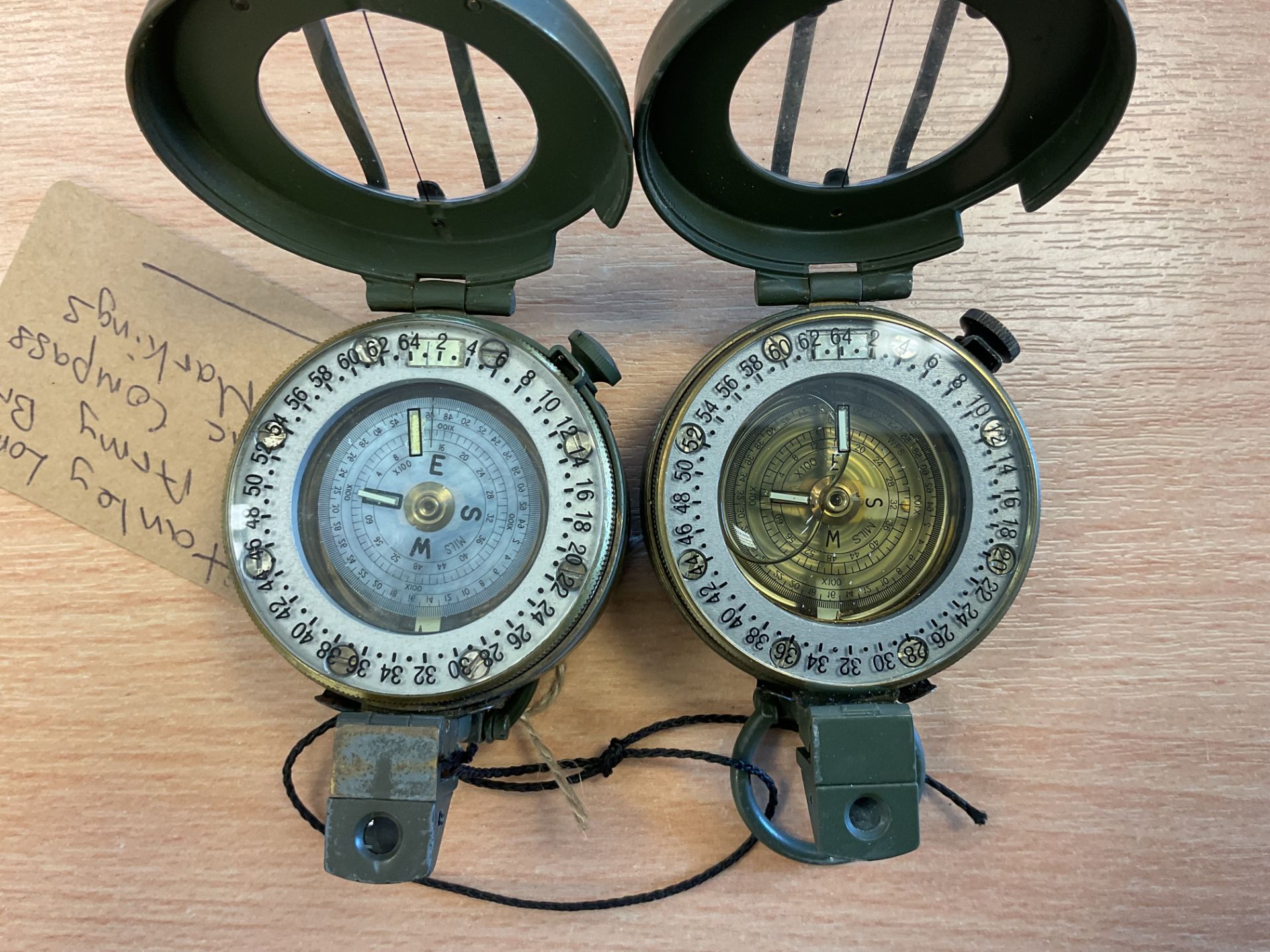 2 x Stanley London British Army Brass Prismatic Compass Nato Markings - Image 3 of 4