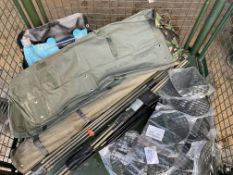 1 x Stillage Unissued Camo Kits and Poles, Canvas tool bags, 4 gall water carriers etc