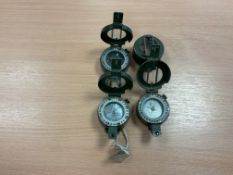 4 x Stanley London British Army Prismatic Compasses
