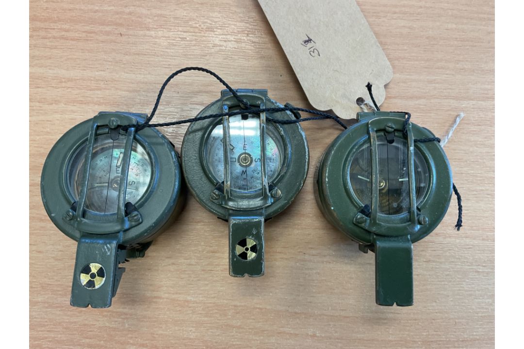 3 x Stanley London British Army Brass Prismatic Compass Nato Markings - Image 1 of 5